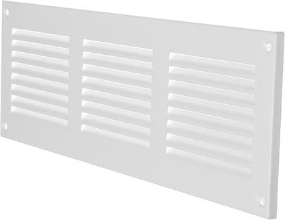 Repa Market 12x4 Inch Air Vent Cover/White Galvanized Steel Louvered Grill Cover with Mesh Screen/Wall or Ceiling Vent/Durable Flush Mount HVAC Register for Indoor and Outdoor Ventilation