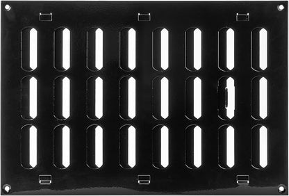 Vent Systems 12" x 8" Inch (Overall) Black Metal Vent Cover - Durable Wall and Ceiling Adjustable Air Return Grille with Built-in Mesh Screen - HVAC Ventilation Duct Cover for Indoor and Outdoor Use
