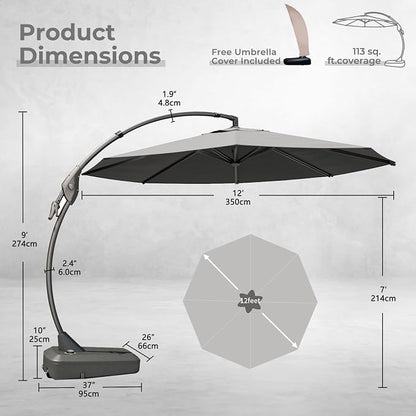 Grand patio 12FT Cantilever Round Umbrella - Image 3