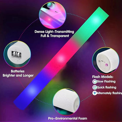 115 Pack LED Foam Glow Sticks, Glow Sticks Bulk with 3 Modes Colorful Flashing, Glow in the Dark Party Supplies for Wedding, Raves, Concert, Camping, Sporting Events, New Year Carnival
