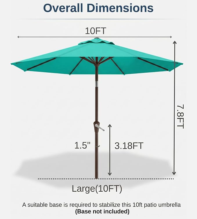 10FT Patio Umbrella, Outdoor Umbrella - Image 7