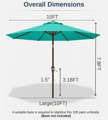 10FT Patio Umbrella, Outdoor Umbrella - Image 7