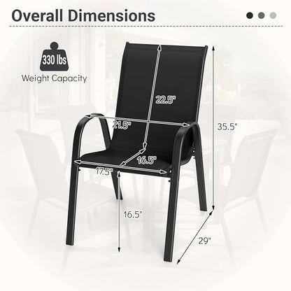 Tangkula Outdoor Stackable Patio Dining Chairs Set of 4, Breathable Fabric - Image 3