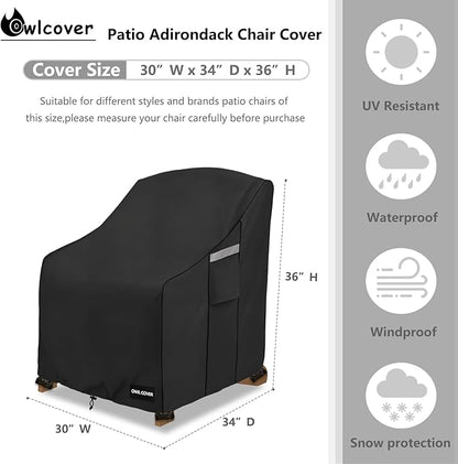 Outdoor Chair Covers 30"W x 34"D x 36"H,600D Heavy Duty Waterproof Patio Chair Cover,Outdoor Furniture Covers for Lawn/Garden Chiar,Black
