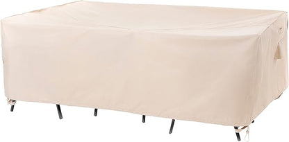 F&J Outdoors Patio Furniture Covers, Waterproof UV Resistant for Table & Chairs Set, Beige, 74"x47"