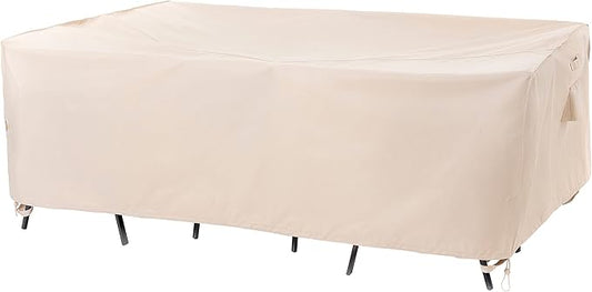 F&J Outdoors Patio Furniture Covers, Waterproof UV Resistant for Table & Chairs Set, Beige, 74"x47"