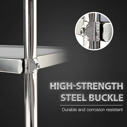 3 Shelf Stainless Steel Cart, 420 lbs, 1MM Thick, Serving With Wheels, Household Service Trolley, 360 Rotation Storage Shelf With Locking Wheels (29.5*15.8*37.4)'' Utility