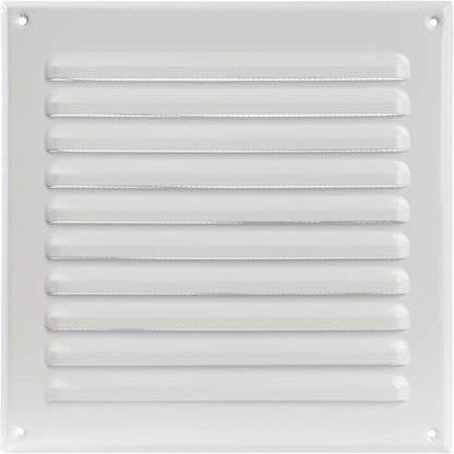 Square Ventilation Grille / 8" x 8" Inch Inside Measurement/White Metal Air Vent Louver - Inside/Outside use - / 10" x 10" Inch Outer Measurement