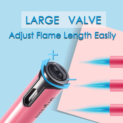 Urgrette 4 Pack Spring Colors Torch Lighter, 6-inch Refillable Pen Lighters Jet Flame Butane Lighters for Grill BBQ Candlek Camping (Gas Not Included)