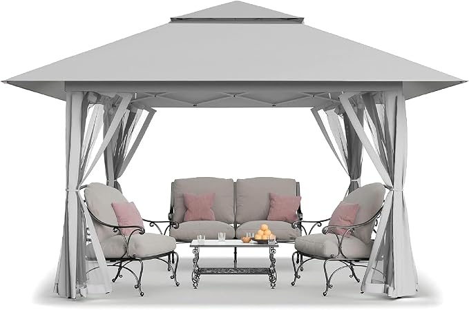 CROWN SHADES 13x13 Pop Up Gazebo, Outdoor Canopy Tent, Outdoor Gazebo by Unknown