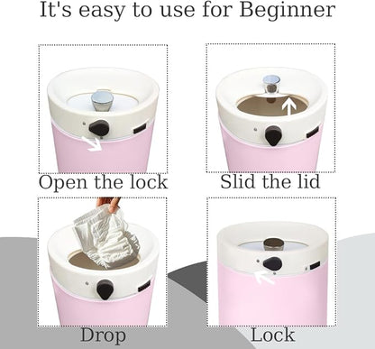 Diaper Pail, Baby Diaper Trash Can with Removal Inner Liner, Childproof Lock, Stainless Steel Garbage Pail with lid, Soft Close, Odor Control Diaper Disposal Bin, 4 Gallon Pink Diaper Can