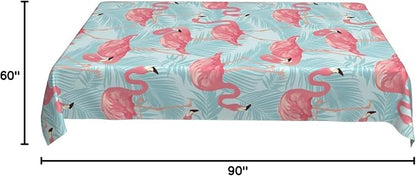 Worltoldb Flamingo Palm Leaf Tablecloths Polyester Table Cloth for Kitchen Dinning Table Washable Table Cover for Parties Wedding Picnic