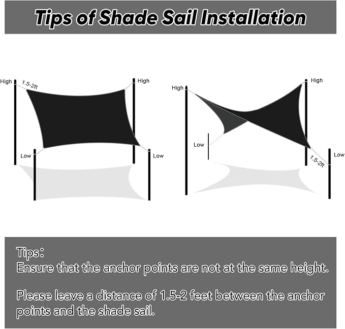 Shade&Beyond Custom Sun Shade Sail 8'x10'RectangleSun Sail Shades Patio UV - Image 6