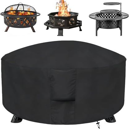POMER Patio Fireplace Cover, Round Fire Pit Cover for 40 Inch Outdoor Fireplace Waterproof Heatwave Fire Bowl Cover Round -40"D x 22"H