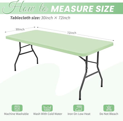 10 Pack Stretch Fabric Table Top Cap Cover, Sage Green Table Covers fits 6Ft Tables, Washable Elastic Universal Rectangle Tablecloth Protector for Indoor Outdoor Party Picnic Wedding (30" W x 72" L)