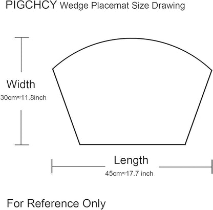 PIGCHCY Wedge Shaped Placemats for Dining Table Cross-Weave Washable Vinyl Placemat Heat Resistant Round Table Mats Set of 4 (Silver Grey)