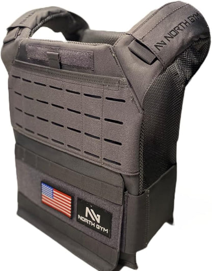 Northgym Adjustable Weighted Vest/Incl. 3D Weight Plates in 14lbs / 20lbs/ 30lbs/ 42.5lbs - Optimized Weight Distribution and with Curved Plates for Running, Functional Training and Working Out