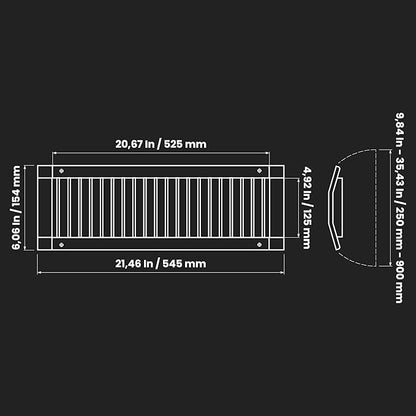 Repa Market 21" x 5" Inch Air Grille for Round Spiral Ducts - Adjustable Single Louvre Blade - Galvanized Ventilation Cover - Side Fit Round Surface Canal Ducting from 9.84" to 35.43" Inches