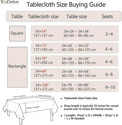 TruDelve Heavy Duty Vinyl Tablecloth Beige Plastic Table Cloth Waterproof Wipeable Oilcloth Plastic Tablecloths for Rectangle Tables (54'' x 108'', Leaves)