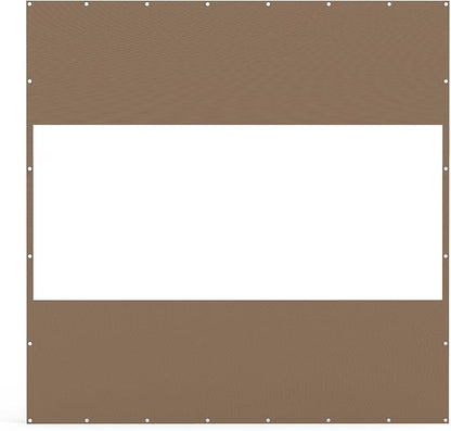 Domi Heavy Duty Outdoor Clear Panel Curtain, 18 oz Waterproof PVC Polyester Curtain, Weather Resistant & Tearproof for Patios, Gazebos, Pergolas, Privacy Screen (8'H x 8'W, Brown)