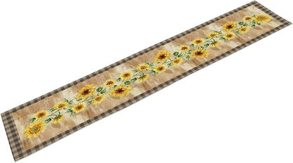 Yellow Sunflower Table Runner, Spring Sunflower Seasonal Country Fall Retro Plant Table Runners for Kitchen Farmhouse Dining Coffee Party 13x70in