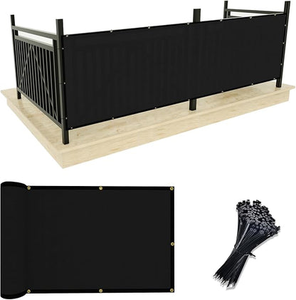 UPGRADE Privacy Screen 3' x 16' Fence Commercial Shade Cover with Brass Grommets Heavy Duty Perfect for Outdoor Back Yard, Black, Customizable