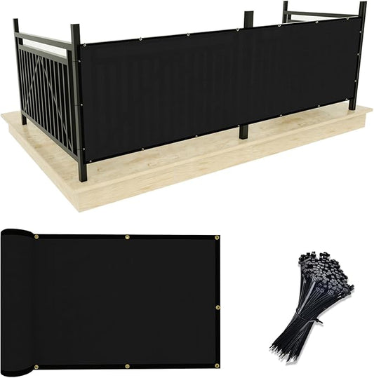 UPGRADE Privacy Screen 3' x 16' Fence Commercial Shade Cover with Brass Grommets Heavy Duty Perfect for Outdoor Back Yard, Black, Customizable