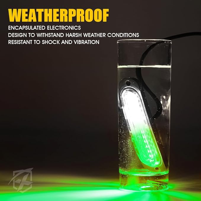 Xprite White Green LED Surface Mount Strobe Lights Kit, w/Control Panel Emergency Safety Warning Flashing Grille Cop Marker Light Assembly for Vehicles Trucks ATV UTV Motorcycle 4PCS