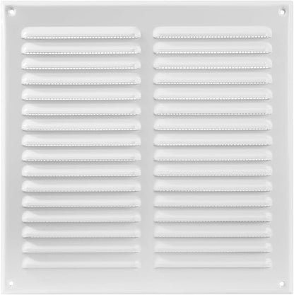Square Ventilation Grille / 10" x 10" Inch Inside Measurement/White Metal Air Vent Louver - Inside/Outside use / 11.6" x 11.6" Inch Outer Measurement