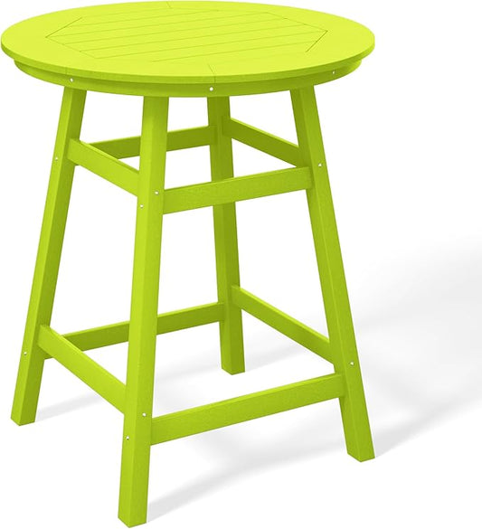 Costaelm Patio Bistro Table, 37" Counter Height Round Patio Cocktail Bar Table with Umbrella Hole, Outdoor Bistro Dining Pub Table for Front Porch Deck Backyard Garden, Lime