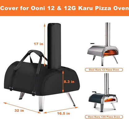 Pizza Oven Cover for Ooni Karu 12 and Karu 12G Multi-Fuel Pizza Oven, Waterproof 600D Heavy Duty Carry Cover, Portable Bag with Strap Design