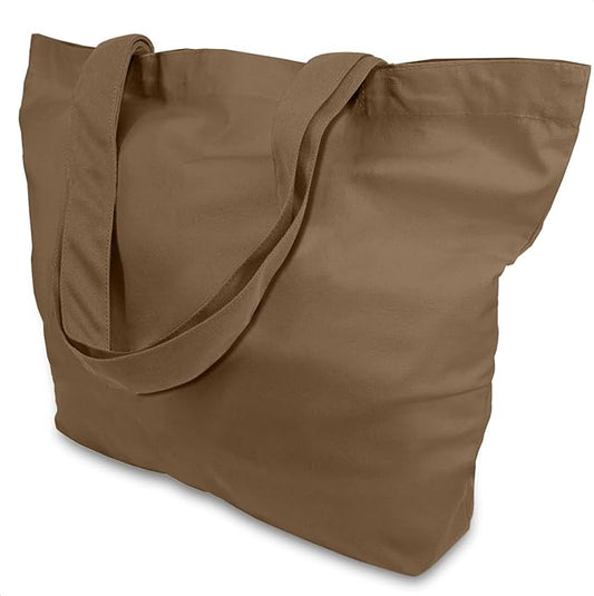 TOPDesign 1-Pack Super Strong Large 12oz Cotton Canvas Tote Bag, Reusable Grocery Shopping Cloth Bag, Fashionable Two-Tone Tote for Crafts, DIY Your Creative Designs