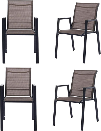 Outdoor Patio Chairs Set of 4, Mocha Stackable Outdoor Chairs, Lightweight - Image 7