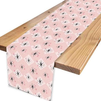 Pink Table Runner, Retro Mid Century 1950s Checkered Modern Abstract Geometric Coffee Table Center Decor for Home Kitchen Dining Patio Holiday Party Indoor Outdoor Table Decorations, 13"x36" Inch