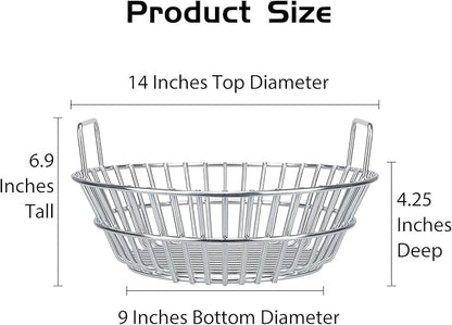 Charcoal Basket, Grill Ash Basket for Big Green Egg Large, 14 Inches Stainless Steel Ash Basket
