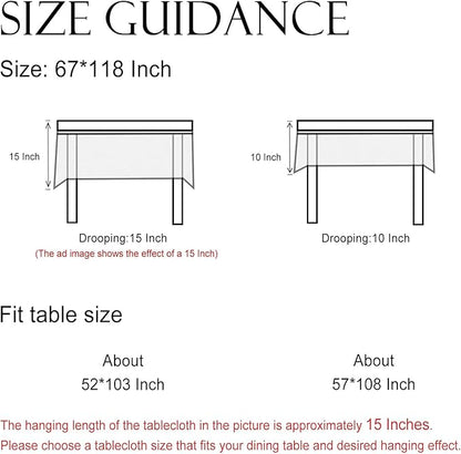 ISAENNE Designer Linen Floral Extra Long Rectangle Tablecloth,Light Green Farmhouse Durable Table Cloth,Washable Decor Tablecloths for Dining Kitchen Thanksgiving Christmas,67"*118"-Floralsea B