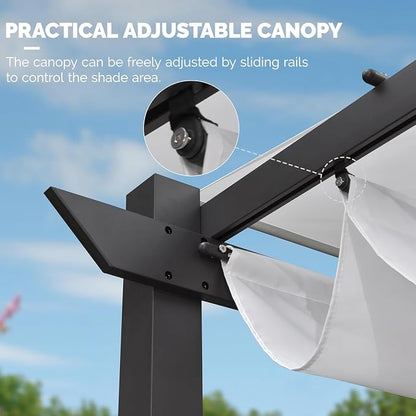 PURPLE LEAF Outdoor Pergola 10' x 13' w/Lights & Double Canopy, aluminum frame - Image 6