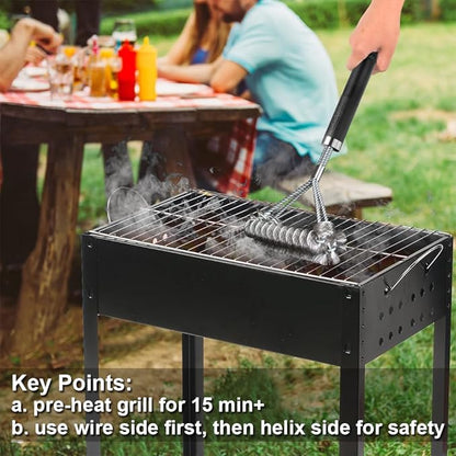 GRILLART Grill Brush [Wire + Helix] Combined BBQ Brush - Safe & Efficient Grill Cleaning Brush - 18" Grill Cleaner Brush Scrubber for Gas/Porcelain/Charbroil Grates – BBQ Accessories Gifts for Men/Dad