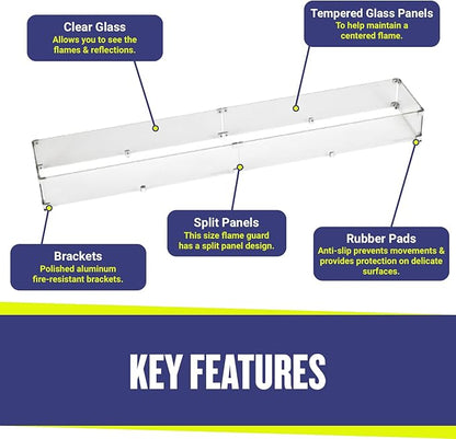 65.5" X 11.5" X 6” Linear Glass Flame Guard