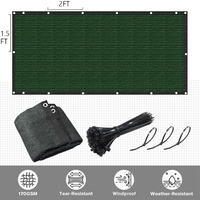 Privacy Fence Screen 4Ft X 70Ft Heavy Duty Outdoor Fencing Panels Windscreen Mesh Fabric Shade Net, 90% Visibility Blocking, Cable Zip Ties Included