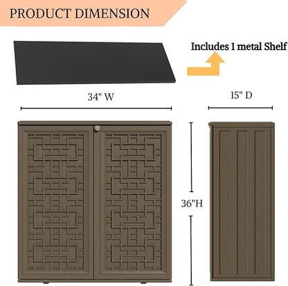 ZZM HDPE Outdoor Storage Shed, Outdoor Plastic Storage Cabinet, Horizontal - Image 6