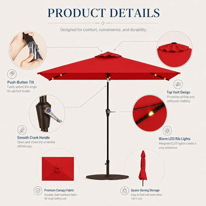6.5 x 10ft Rectangular Patio Umbrella - Image 7