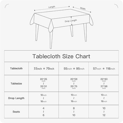 BALCONY & FALCON Rectangle Table Cloth Waterproof Tablecloth Fuzzy Linen and Satin Double-Sided Usable Table Cover for Dining, Kitchen, Cafe, Parties and Outdoor Use (White 55x70)