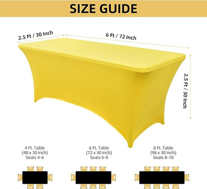 2-Pack 6ft Spandex Table Covers for Rectangle Standard Folding Tables - Wrinkle Resistant Stretch Tablecloths - Ultimate Fitted Table Protector for Parties, Trade Shows, Banquet