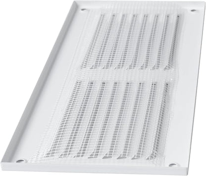 Repa Market 8x4 Inch Air Vent Cover/White Galvanized Steel Louvered Grill Cover with Mesh Screen/Wall or Ceiling Vent/Durable Flush Mount HVAC Register for Indoor and Outdoor Ventilation