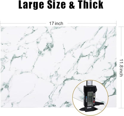 Homaxy Faux Leather Heat Resistant Placemats for Dining Table Set of 8, Waterproof Wipeable Washable PU Table Mats, Easy to Clean Anti-Slip Place Mats, 11.8" x 17", Marble