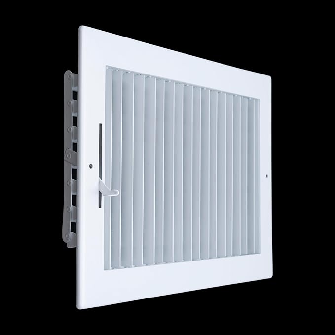 [2 Pack] Fits 12x8 Duct Opening Steel Adjustable Air Supply Grille by Handua | Register Vent Cover Grill for Sidewall and Ceiling | White | Outer Size: 13.75" X 9.75"