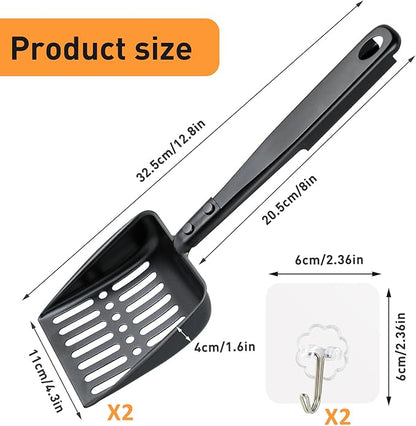2PCS Hollow Out Fireplace Ash Sifter, 13 Inch Metal Black Coal Shovel Heat Resistant Fireplace Scoop Charcoal Shovels Fireplaces Tools with Self-Adhesive Hook for Wood Stove Indoor Fire Pit