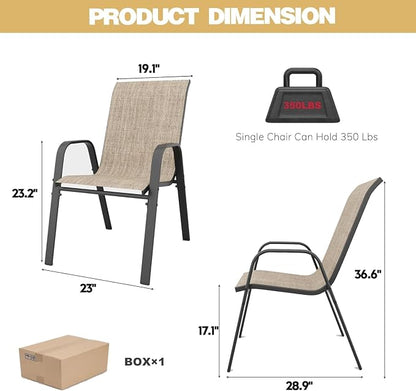 Patio Dining Chairs Set of 4 Outdoor Stackable Dining Chairs - Image 3