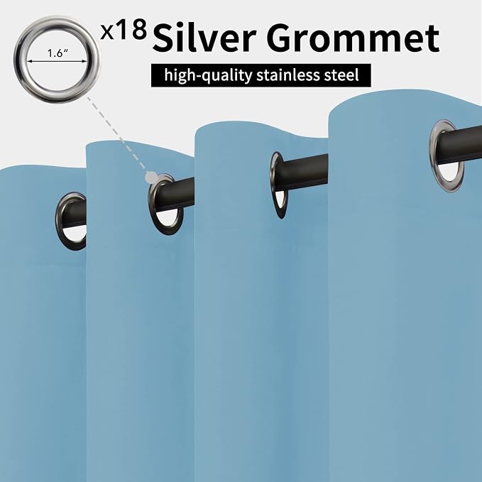 Easy-Going Outdoor Curtains for Patio 1 Panel, 150x96 inch, Sky Blue | - Image 2